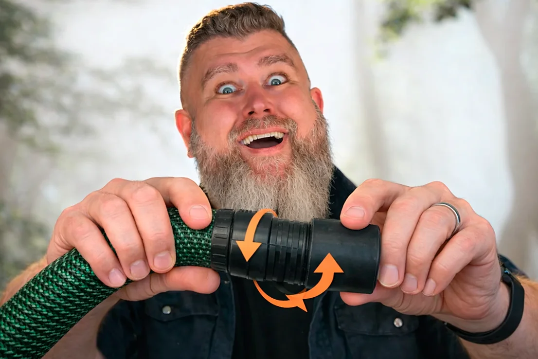 Festool to Restorer hose adapter installed on the RESTORER tool with a Festool dust extractor hose