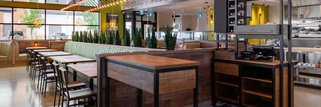 Brunel case study showing wood finishes in a commercial restaurant interior