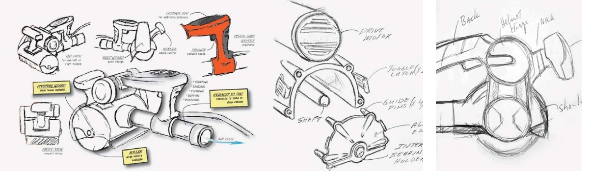 Original engineering sketches and development concepts for the RESTORER tool